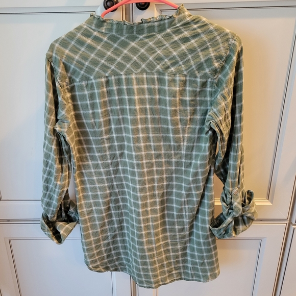 Eddie Bauer Flannel Top Size XS Olive - Picture 6 of 7